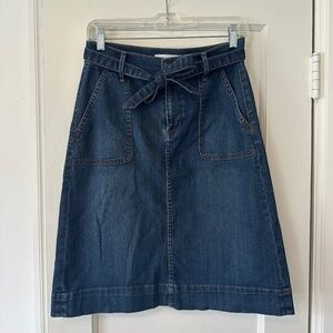 LOFT A-Line Denim Skirt with Tie Belt Size 2